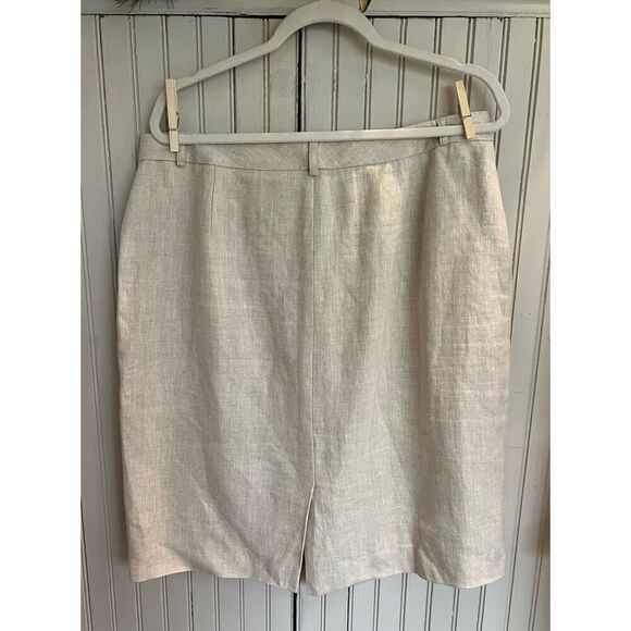 Brooks Brothers Dresses & Skirts - Brooks Brothers Neutral Linen Maxi Skirt with Center Slit